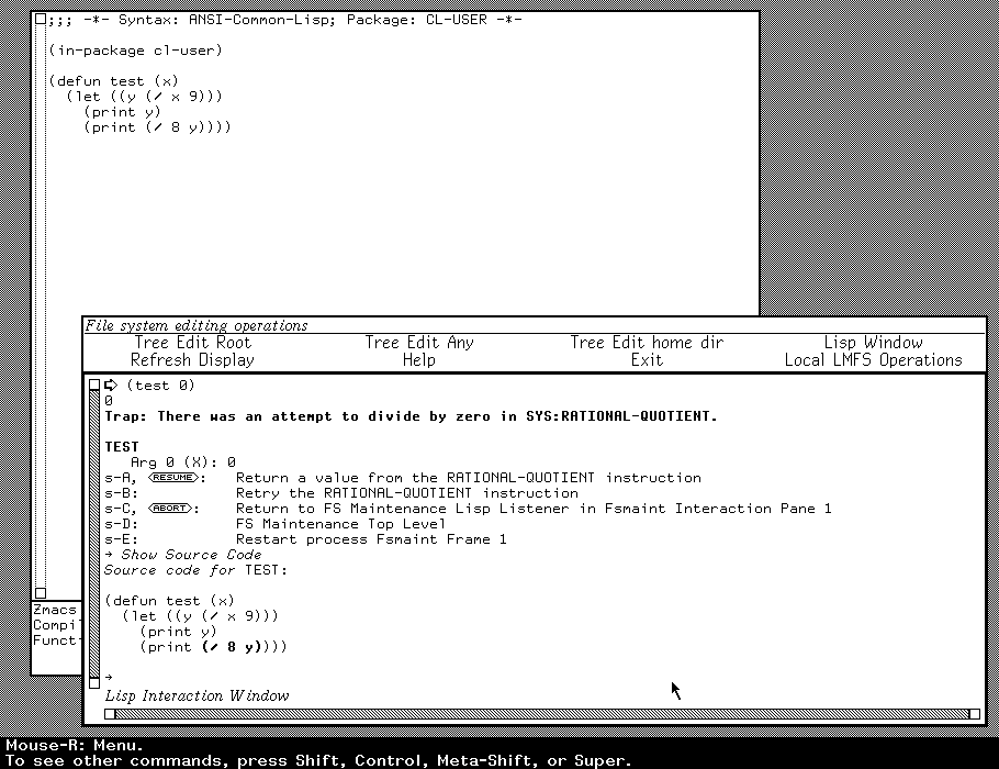Lisp machines screenshot